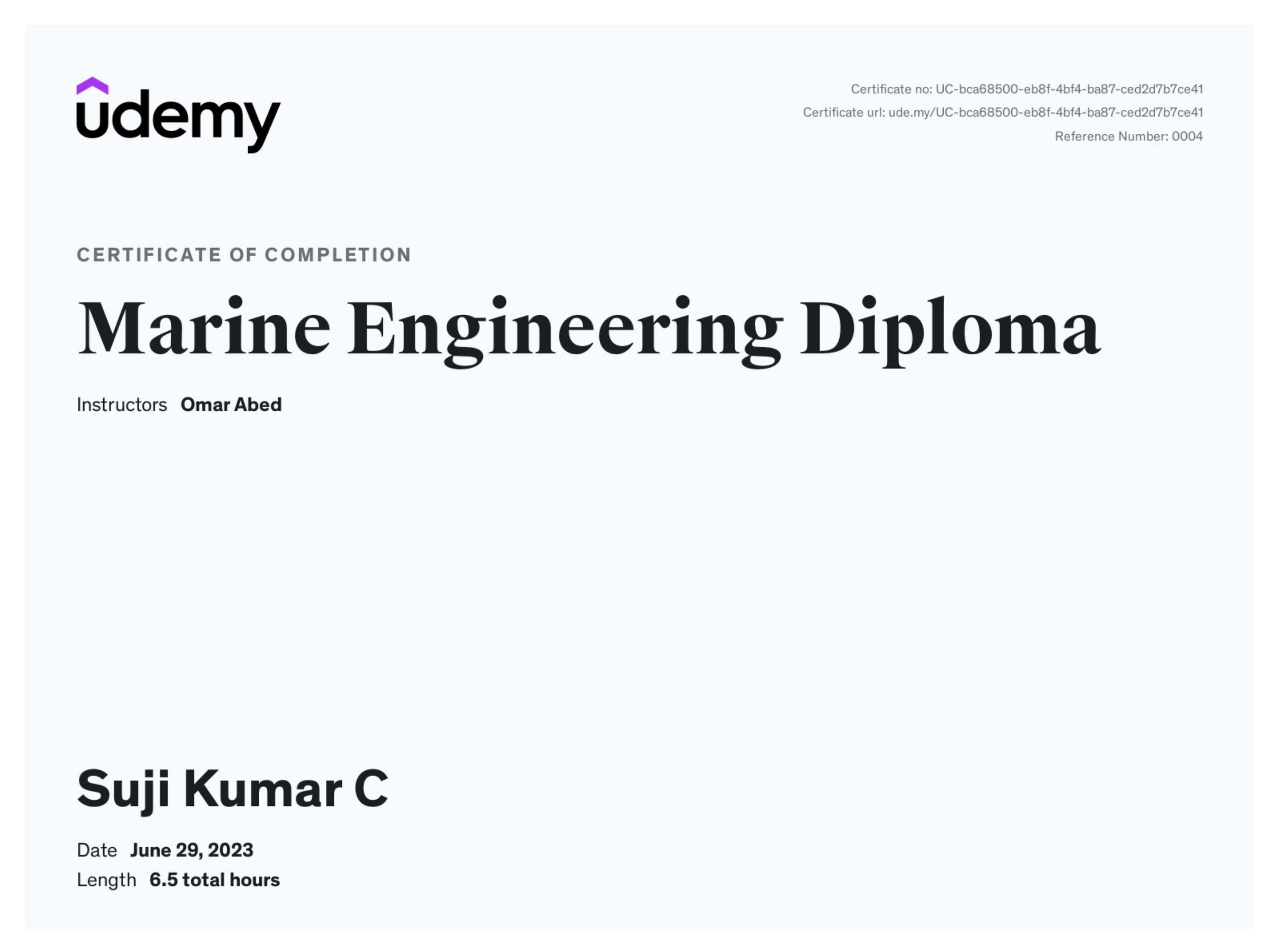 Diploma in Marine Engineering